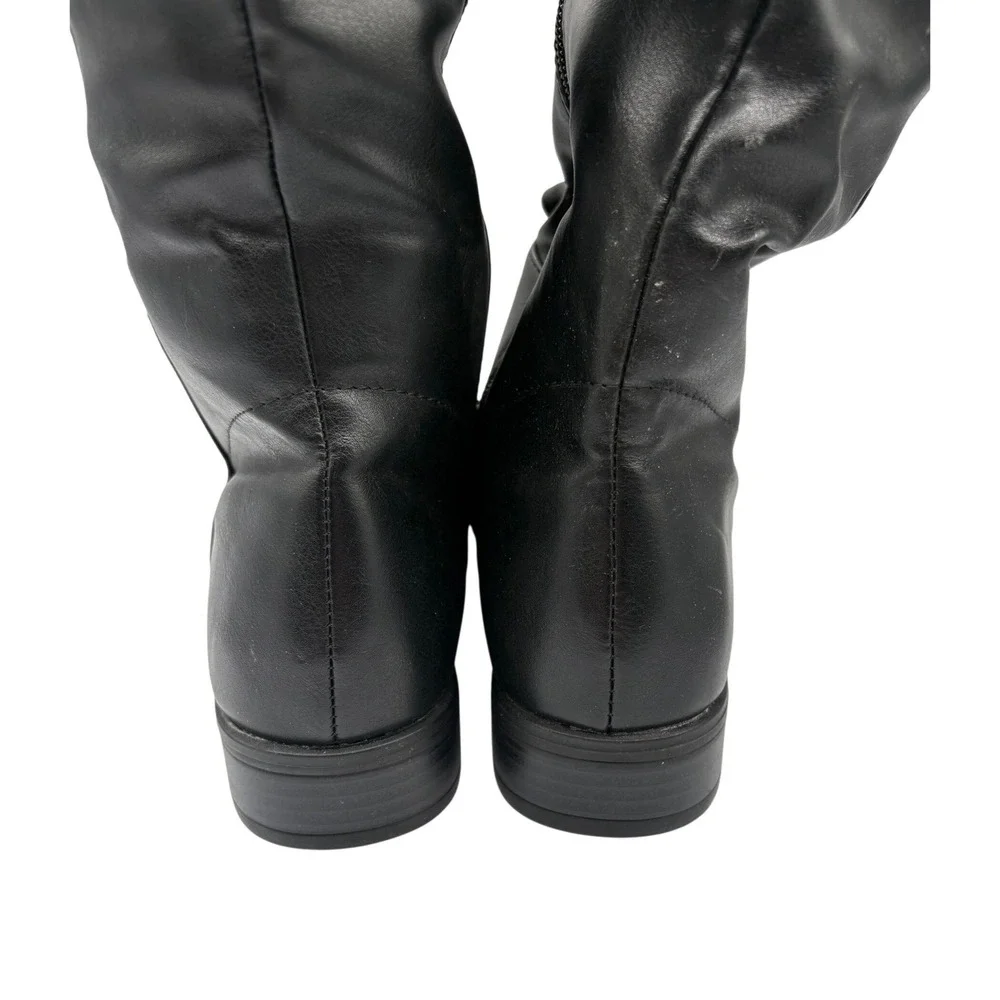 Sacha Over The Knee Boots Womens Size 7 Black New Fold Over Cuff Buckle Detail